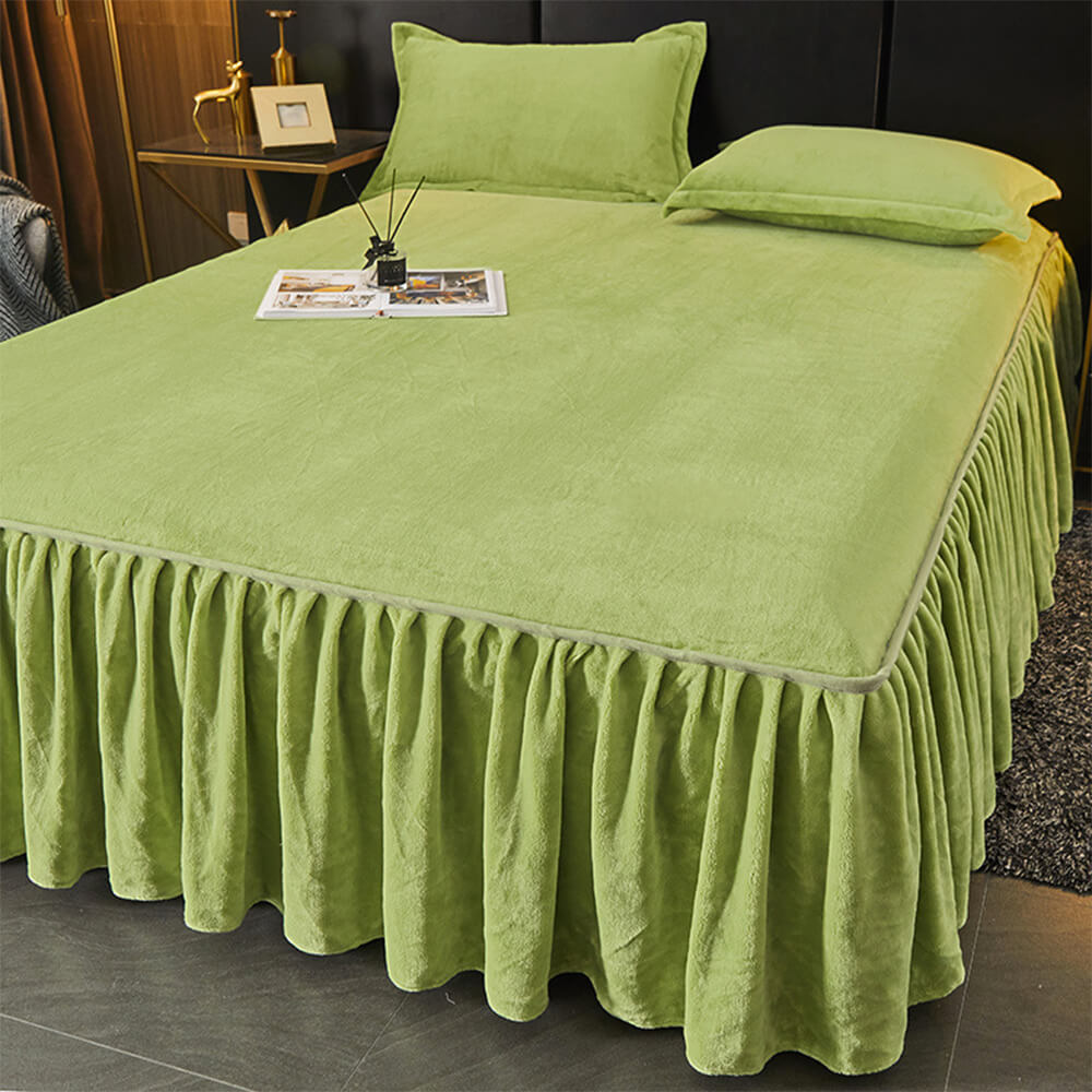 Sólido <tc>Color</tc> Funda protectora de colchón de terciopelo suave y cálido con forma de leche para cama