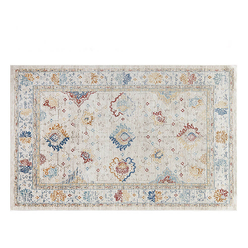Alfombra vintage de área vintage de color azul y crema: elegancia atemporal para su hogar