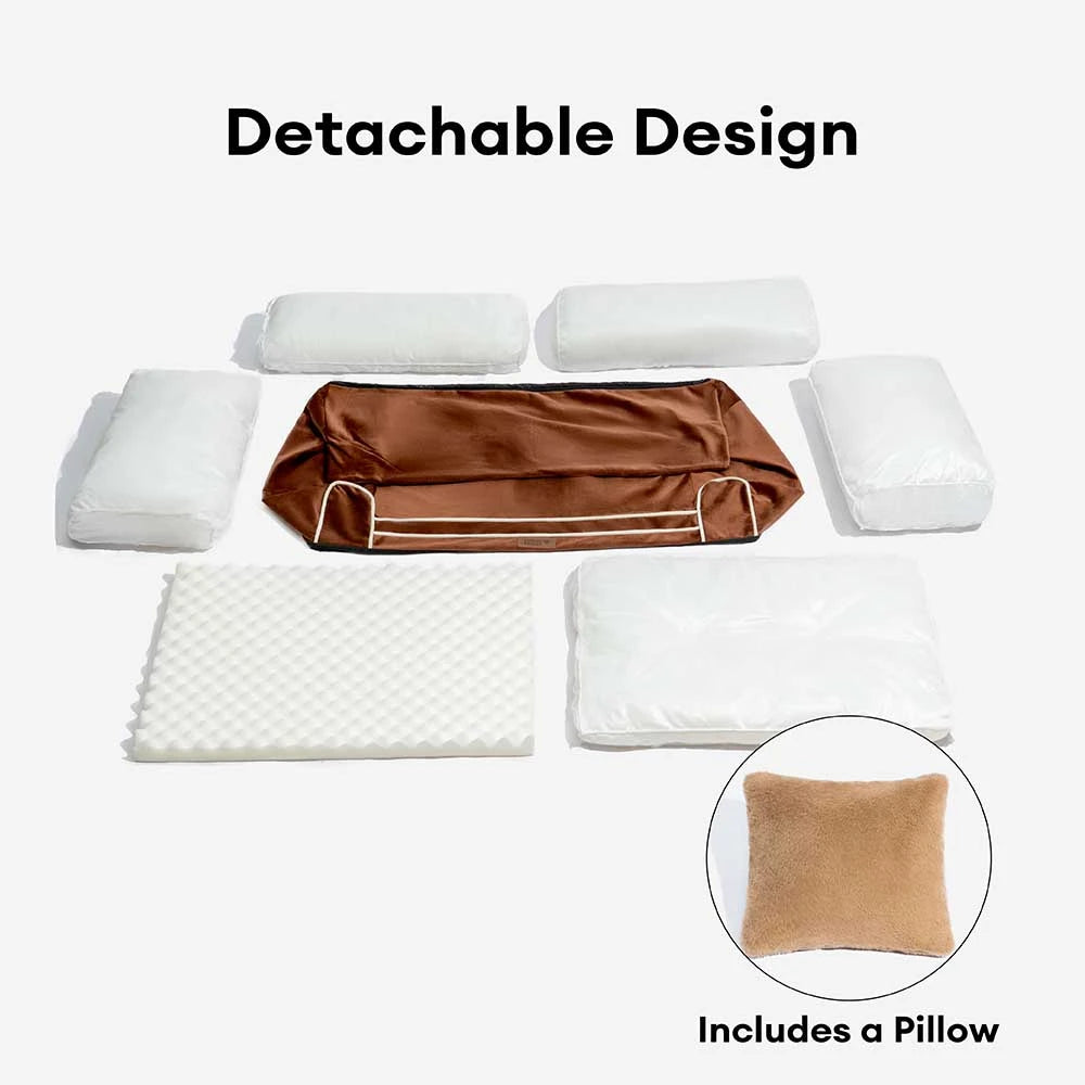 Deluxe Silk Velvet extraíble Bed ortopédico para perros con almohada - Regalrest