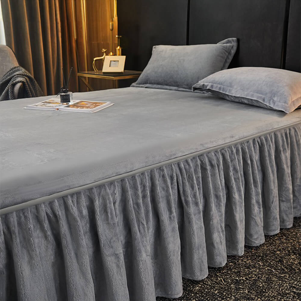 Sólido <tc>Color</tc> Funda protectora de colchón de terciopelo suave y cálido con forma de leche para cama