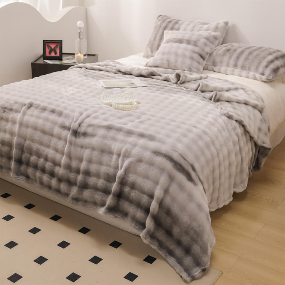 Grade de lujo Faux Rabbit Fur Soft Manta Flat Sheet
