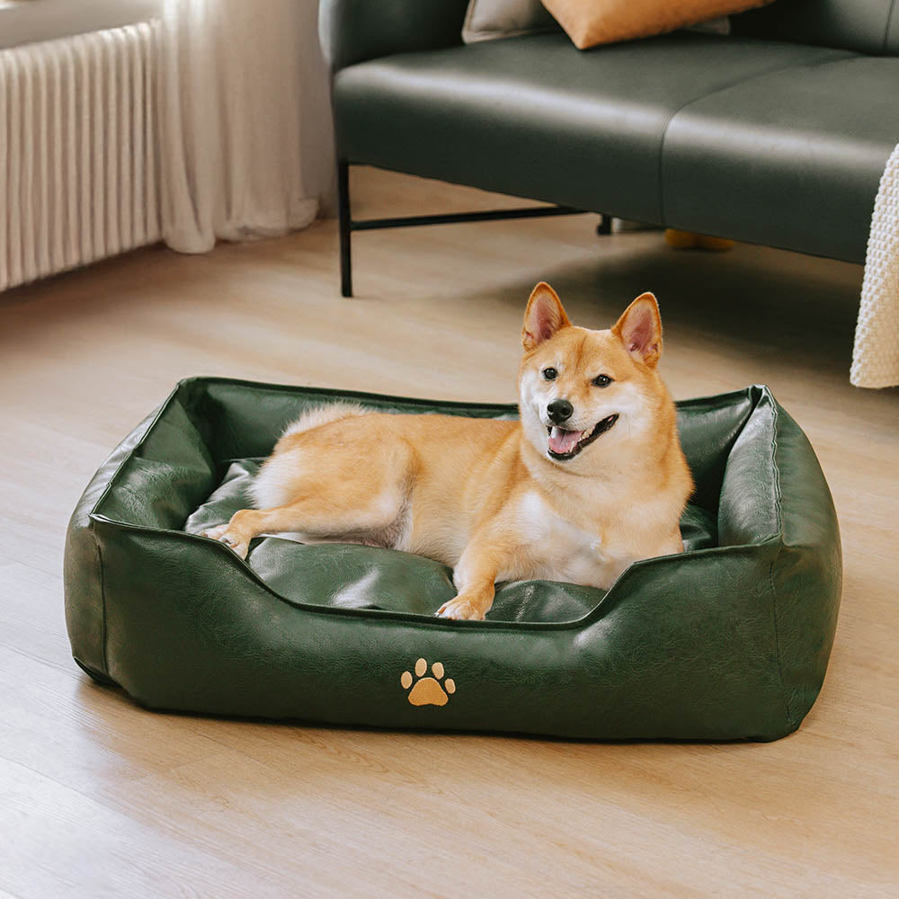 Cama de perros extraíbles de perros extraíbles de cuero de lujo de cuero impermeable