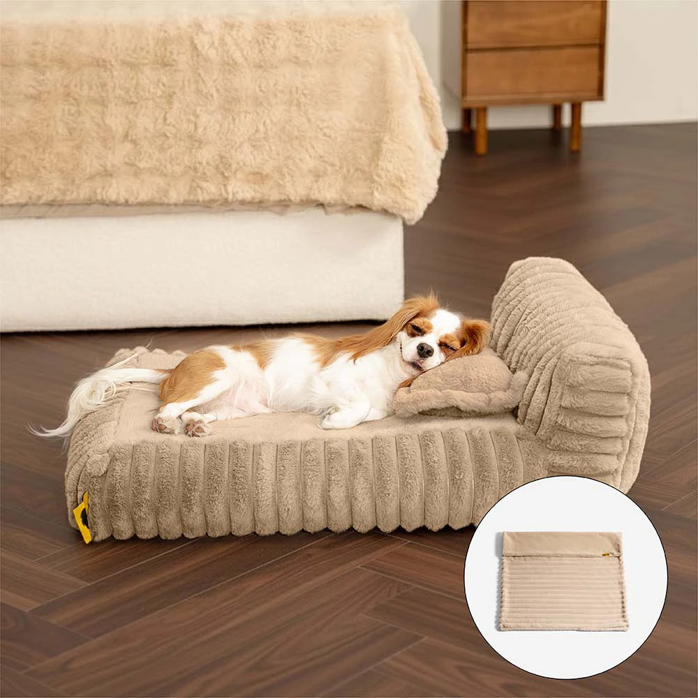 Mini Plush Home-Style Backrest Orthopedic Bed for Small Dogs - TinyNest