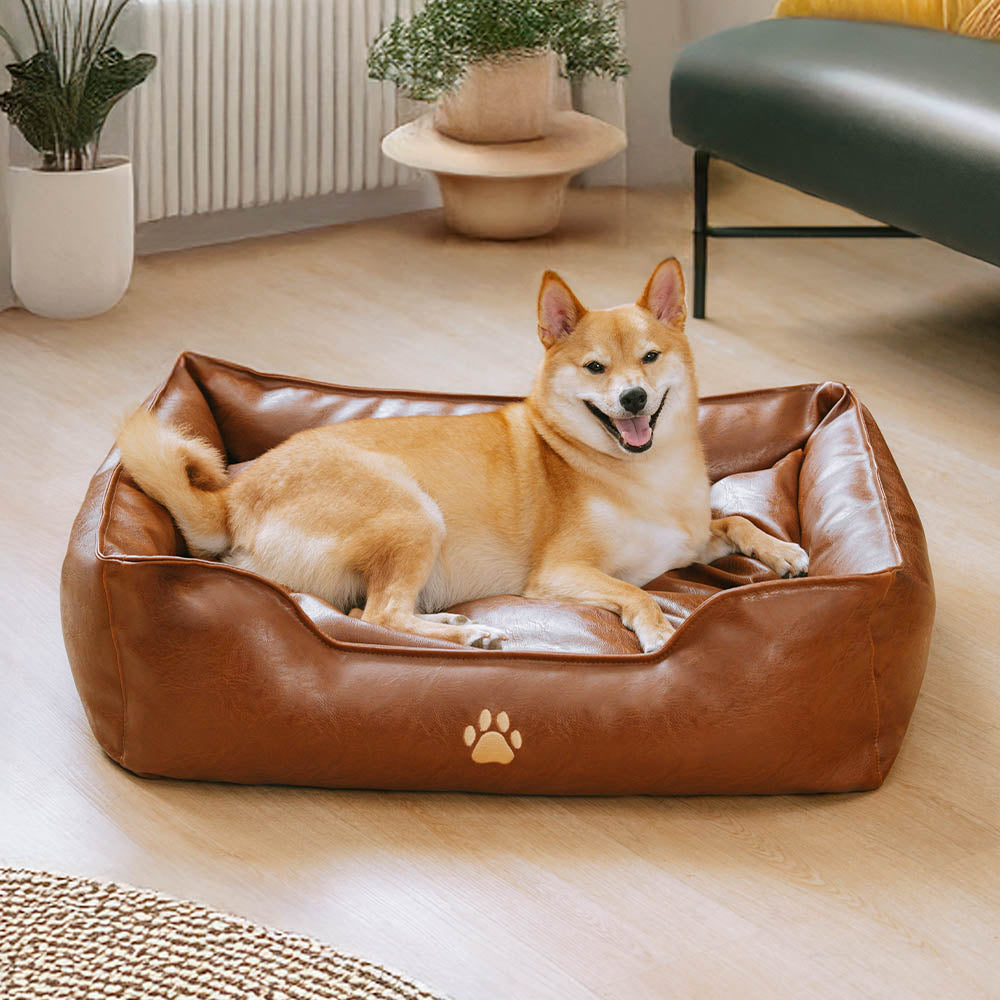 Cama de perros extraíbles de perros extraíbles de cuero de lujo de cuero impermeable