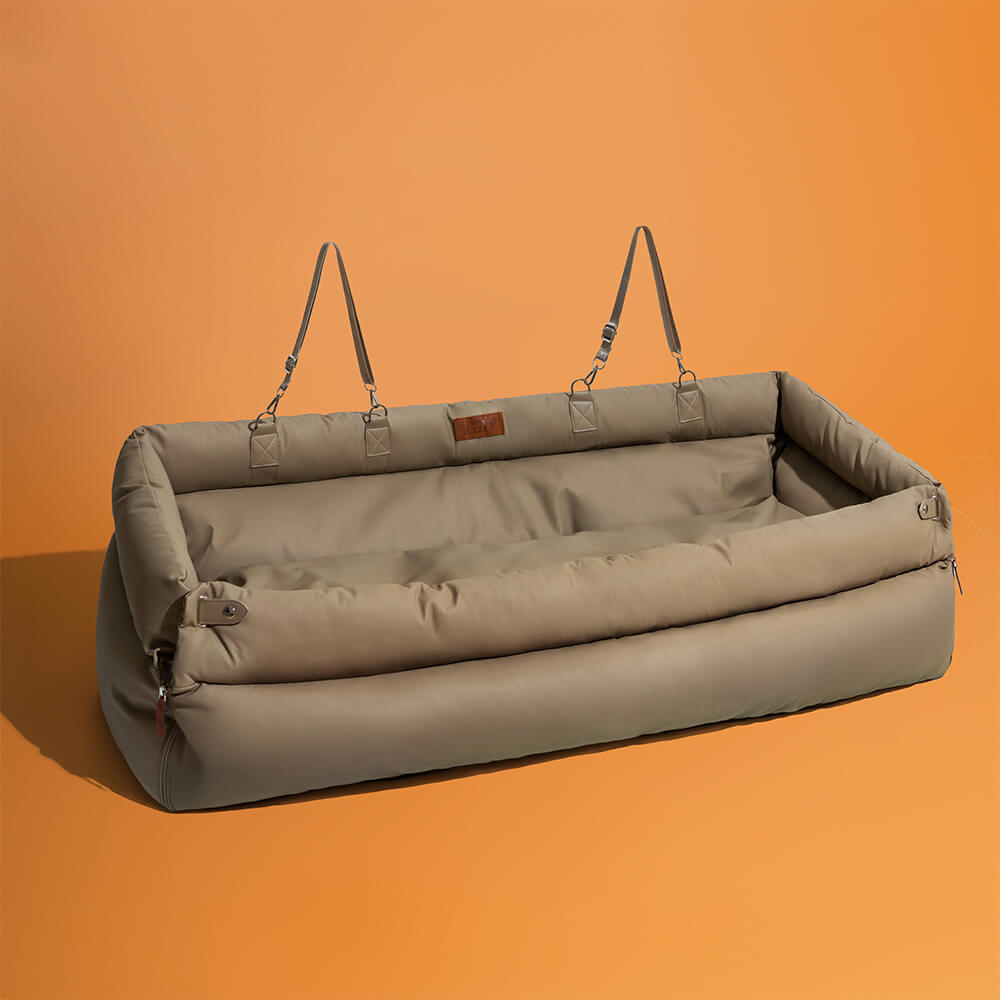 Bedera de asiento de asiento para perros de cuero para perros de gran faux de lujo - Voyager urbano