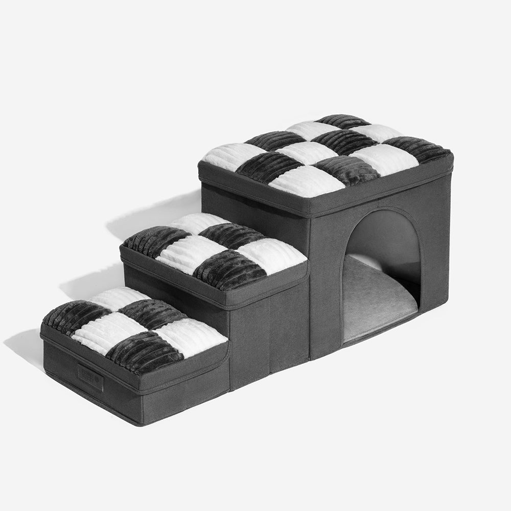 Escaleras para perros hechas a mano con almacenamiento y condominio - Napsteps
