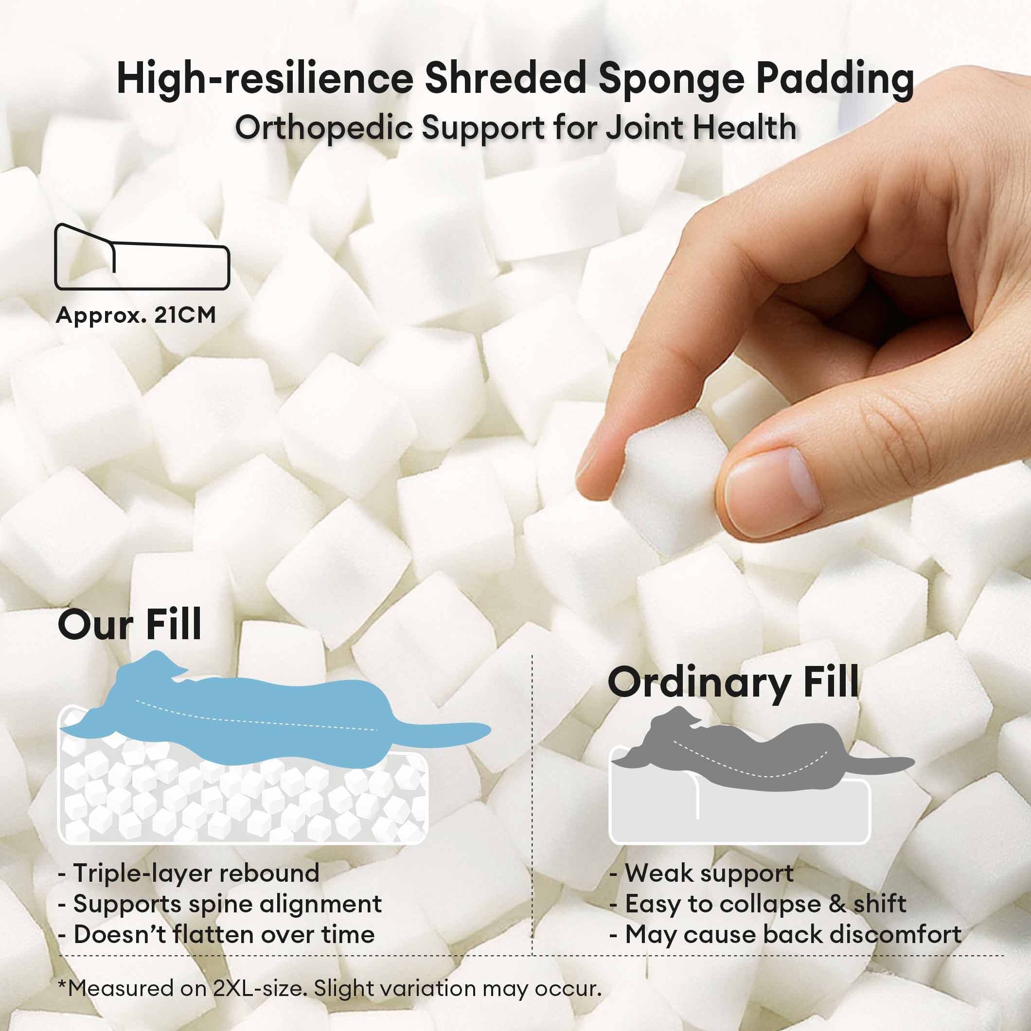 Lecho de amortiguación de perros de protección de la columna de columna verduras gruesas grandes