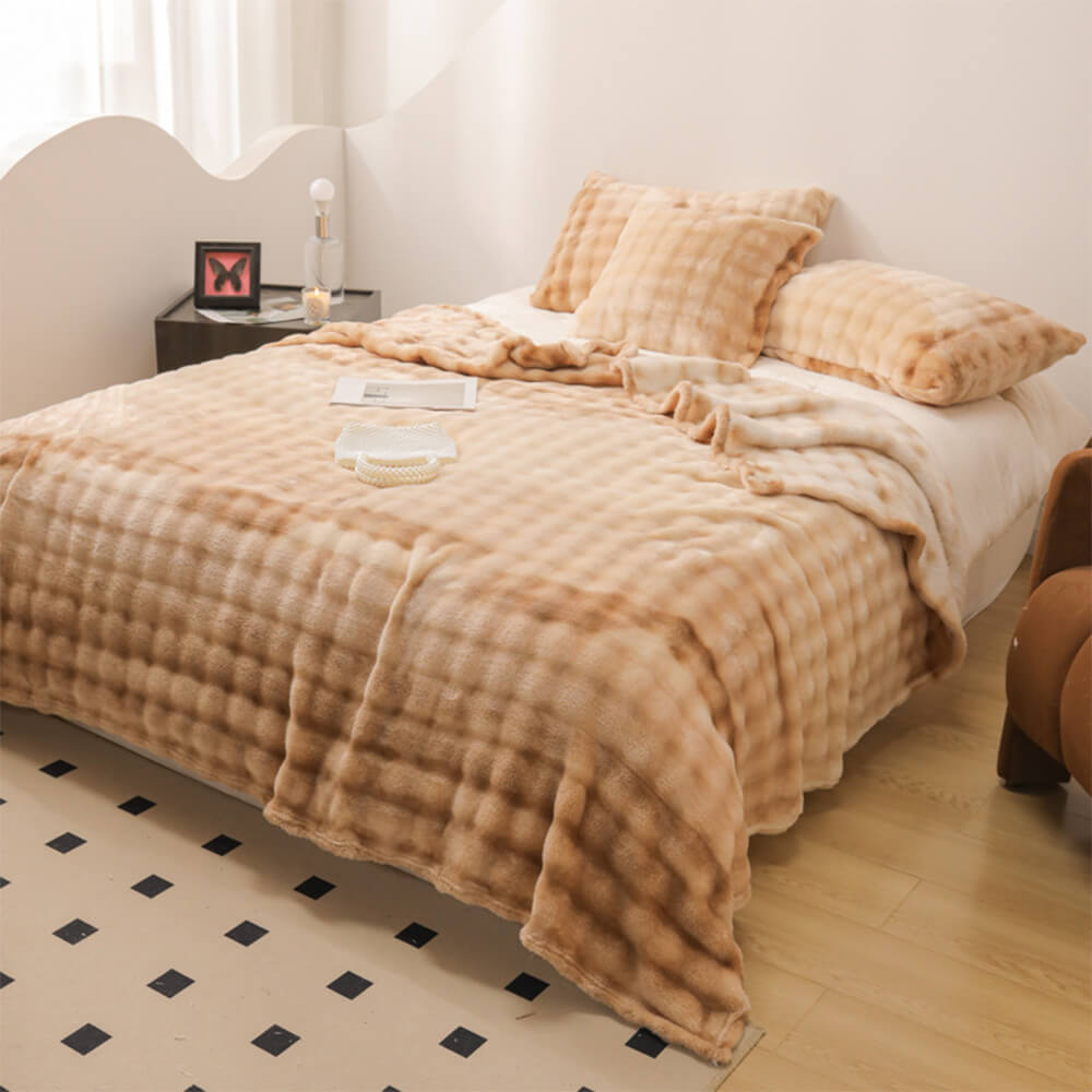 Grade de lujo Faux Rabbit Fur Soft Manta Flat Sheet