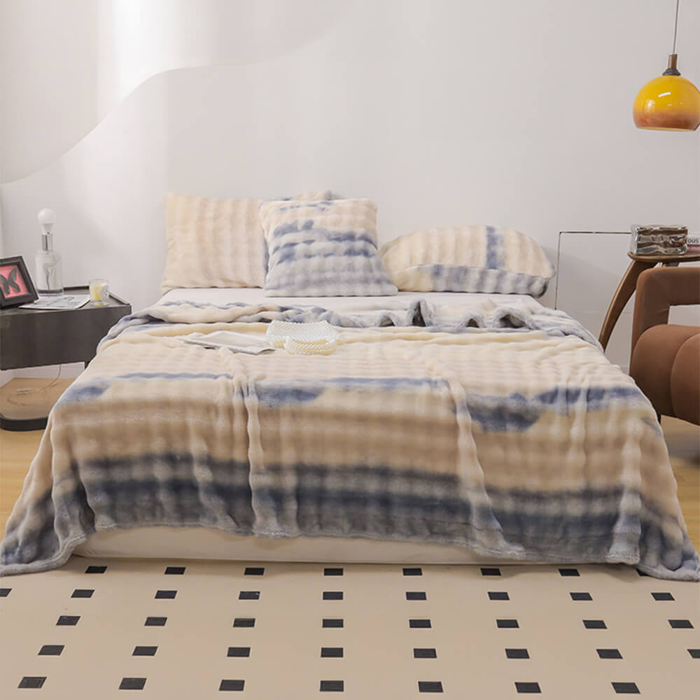 Grade de lujo Faux Rabbit Fur Soft Manta Flat Sheet