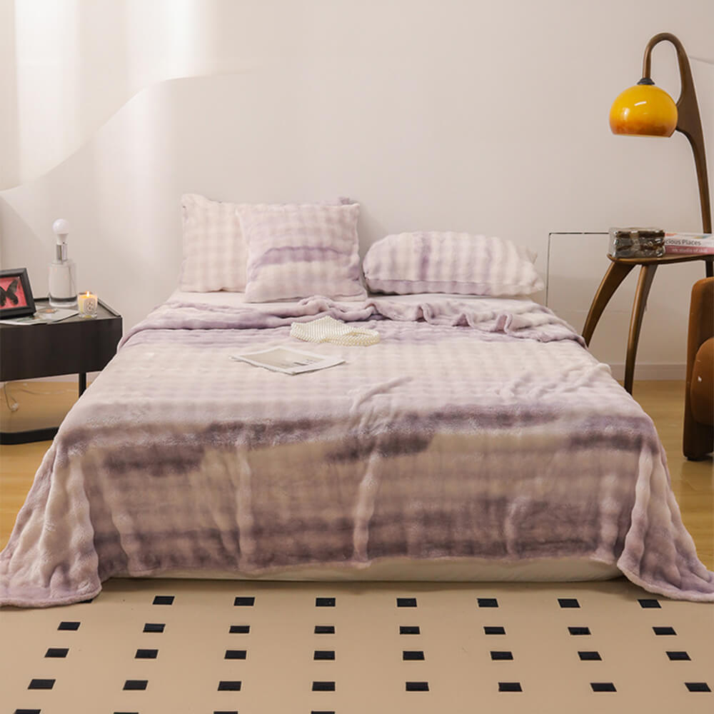 Grade de lujo Faux Rabbit Fur Soft Manta Flat Sheet