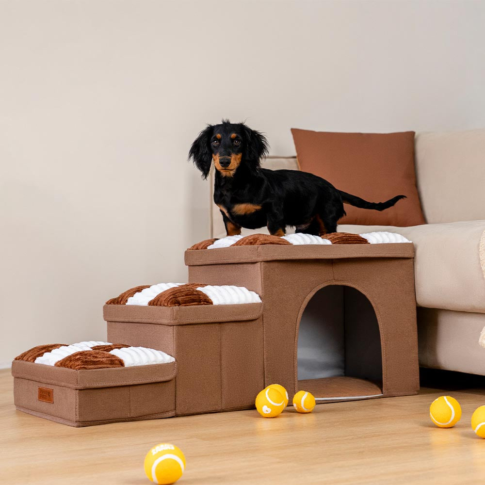 Escaleras para perros hechas a mano con almacenamiento y condominio - Napsteps