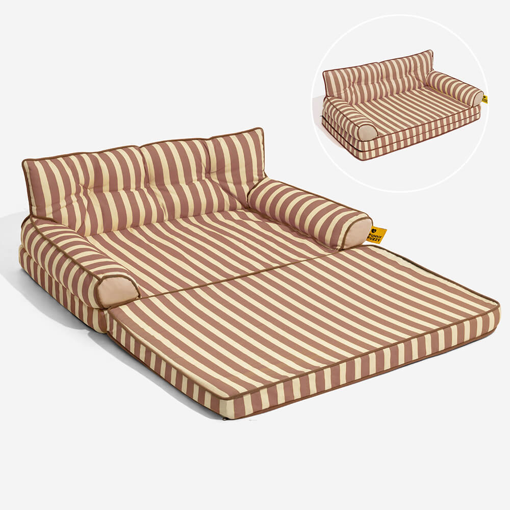 Cama de sofá de perros plegable de perros plegable impermeable de rayas - siesta soleada