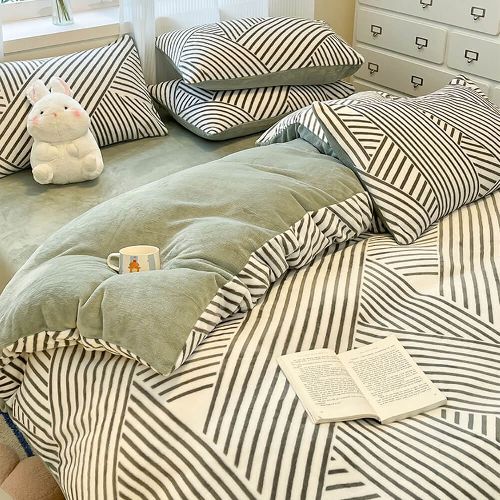 Línea Art Milk Velvet Capa de ropa de cama tibia Reta de sábana