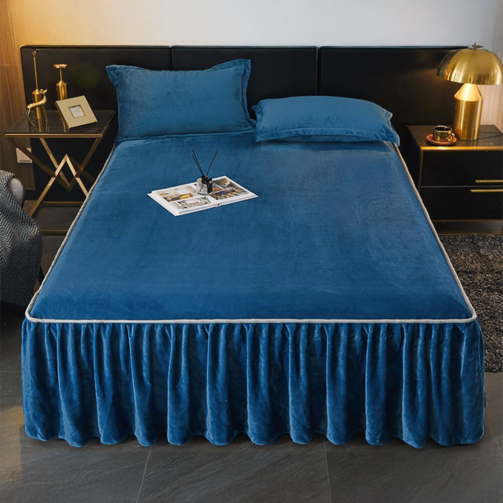 Sólido <tc>Color</tc> Funda protectora de colchón de terciopelo suave y cálido con forma de leche para cama