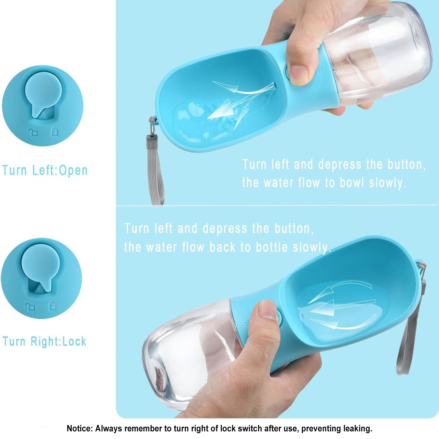 3 en 1 botella de agua portátil de perros portátiles multifuncionales