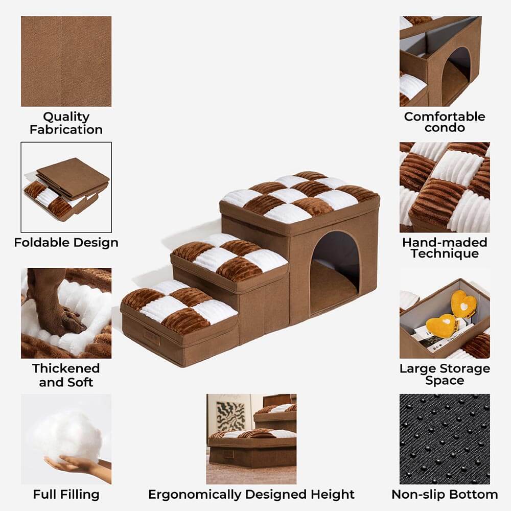 Escaleras para perros hechas a mano con almacenamiento y condominio - Napsteps