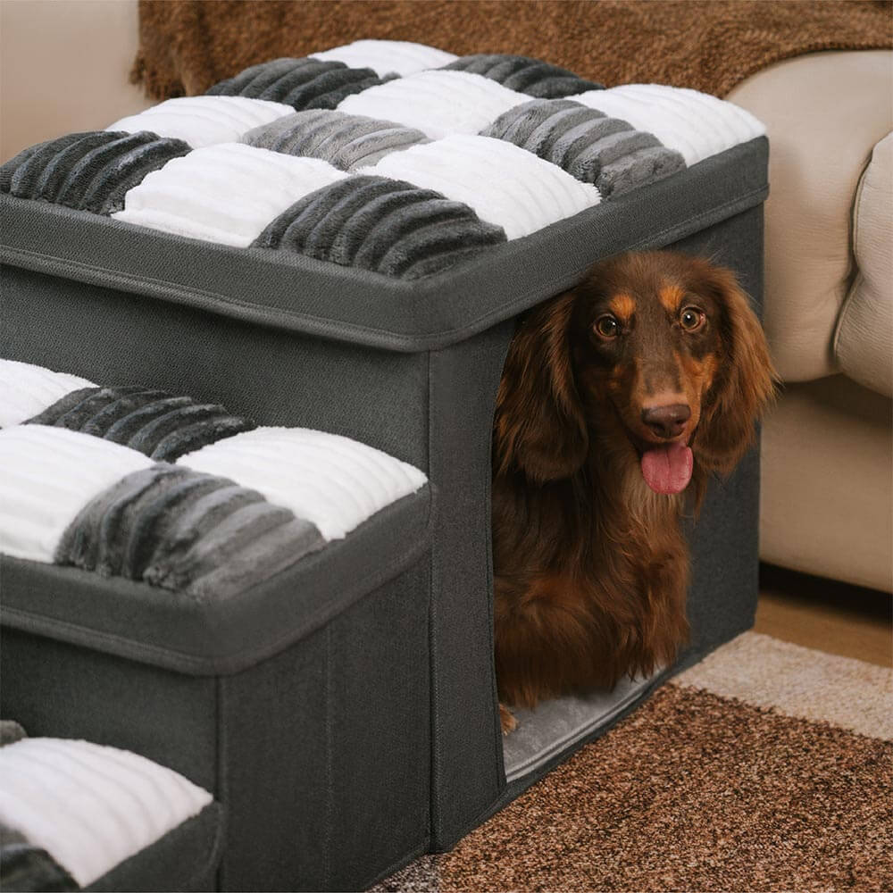 Escaleras para perros hechas a mano con almacenamiento y condominio - Napsteps