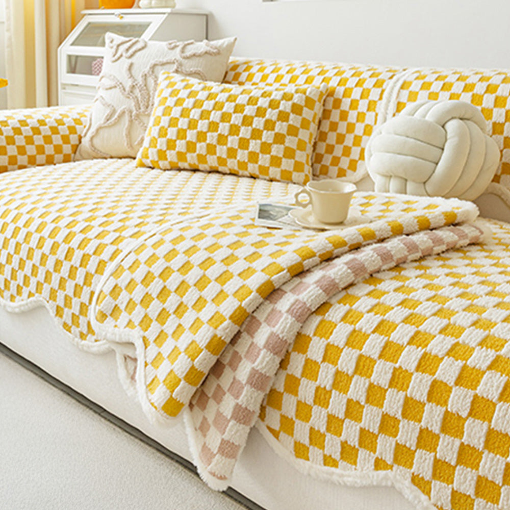 Chenille Art Corrugated Breatable No-Slip Couch Cover Coach