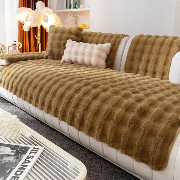 Acogedor peluche sólido <tc>Color</tc> Funda de sofá antideslizante