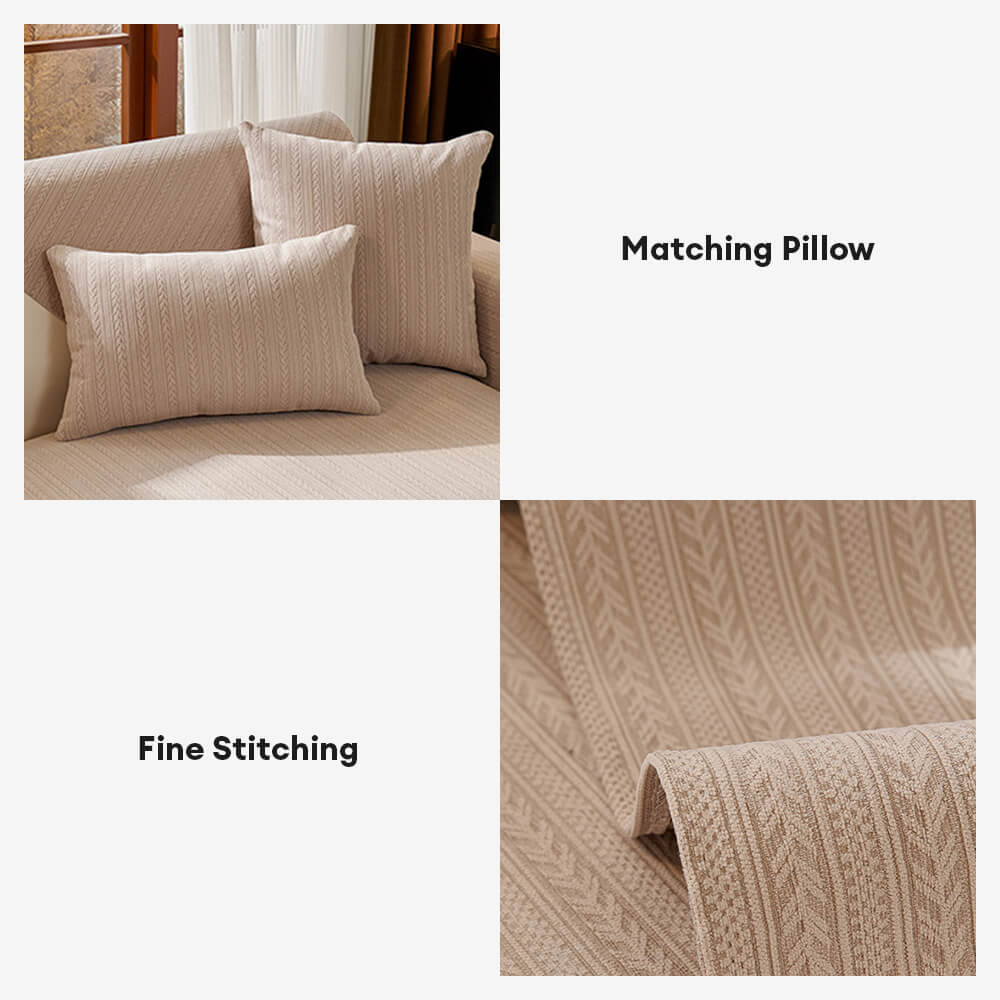Diseño minimalista de rayas de trigo resistente al agua Cubierta de sofá Chenille