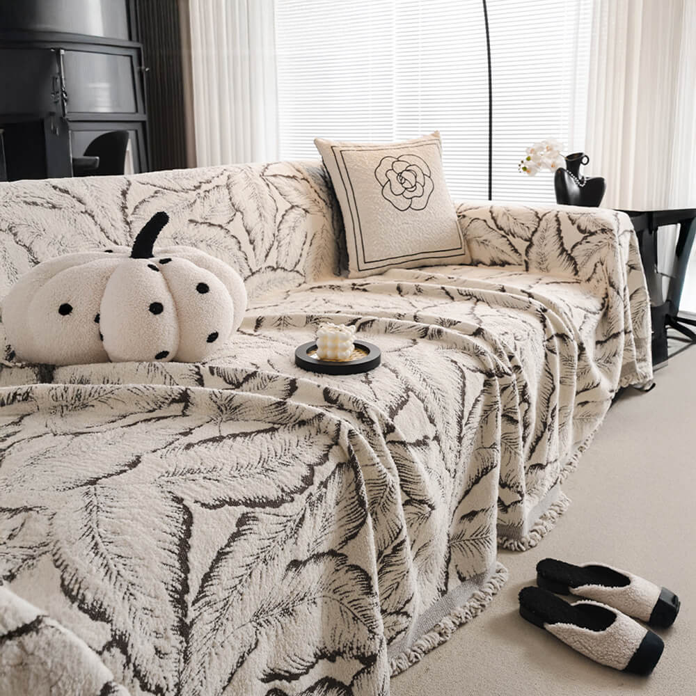 Palm Leaf Print Thickened Sofa Protection Multi-Purpose Throw Couch Cover