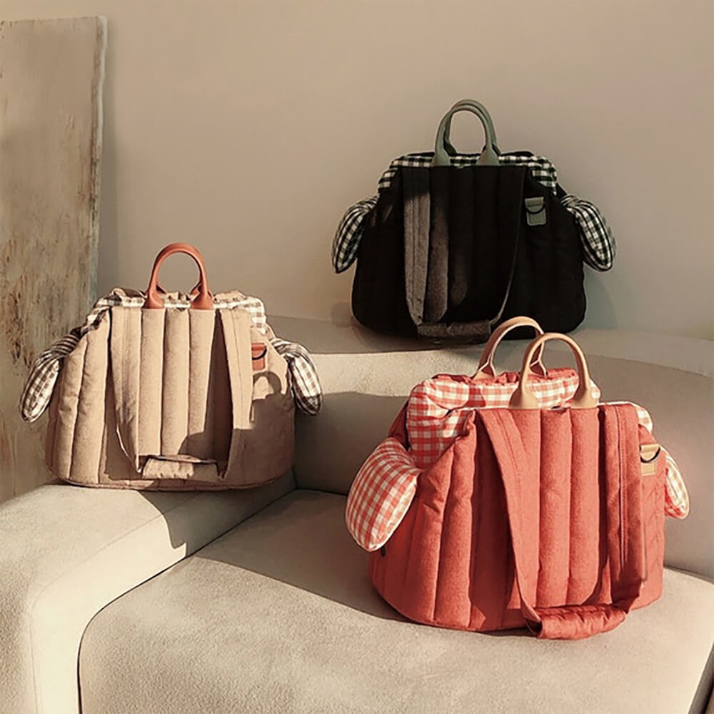 Bolsa portadora de perros y gatos multipropósito portátiles de gingham