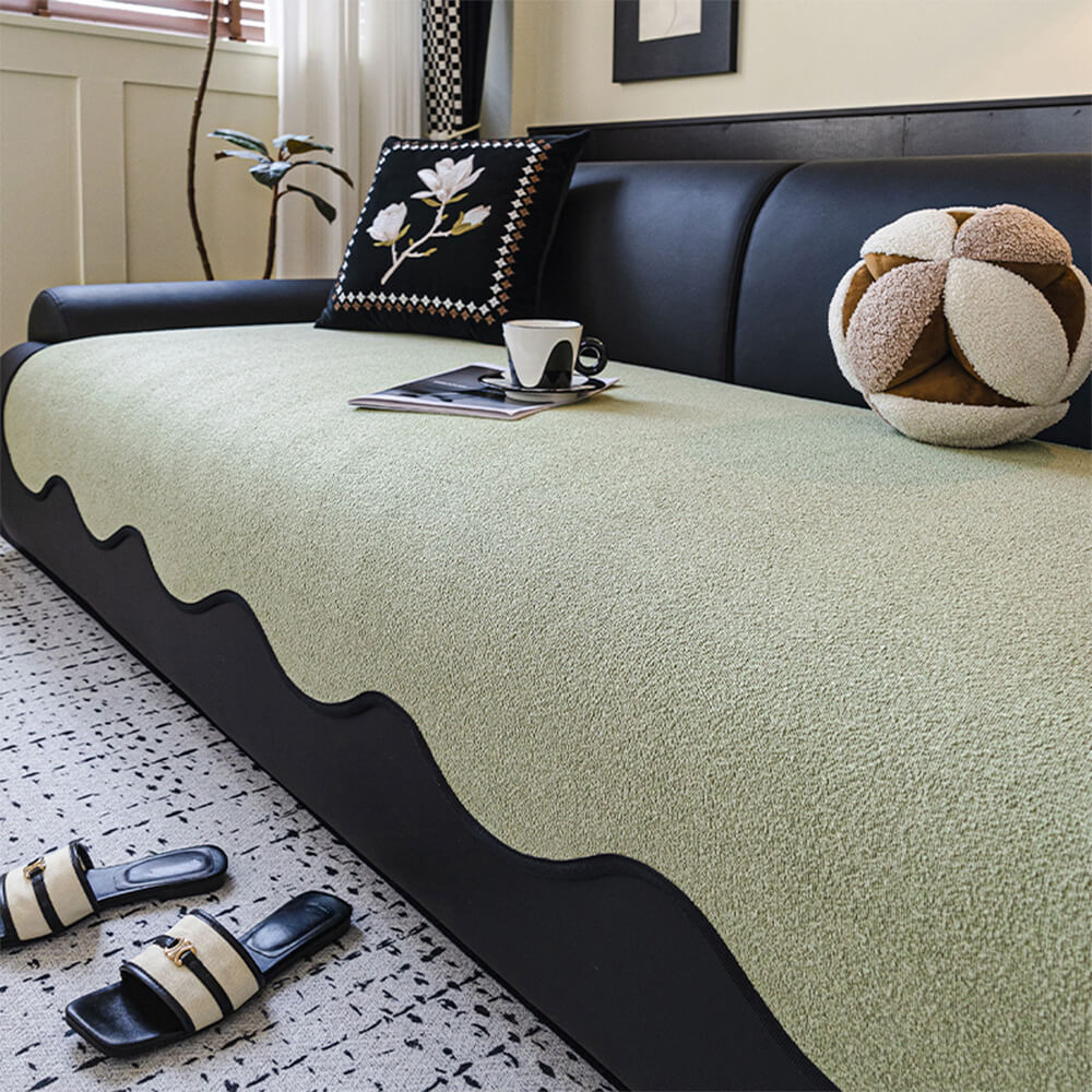 Waterproof Teddy Fleece Non-Slip Straight Couch Cover
