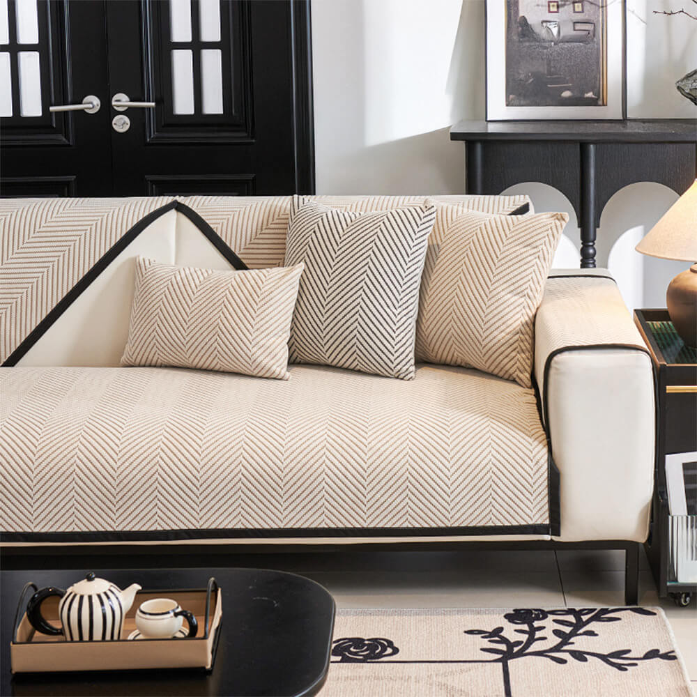 Two-tone Woven Hispingbone Polar Fleece Couch Coach