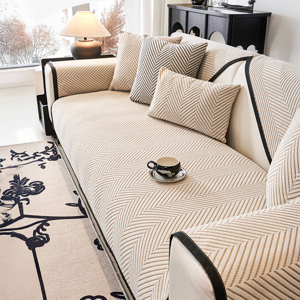 Two-tone Woven Hispingbone Polar Fleece Couch Coach