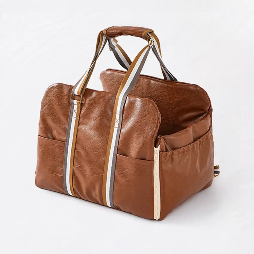 Deluxe Faux Leather Safety Center Console Pet Car Seat and Carrier 3 -in-1