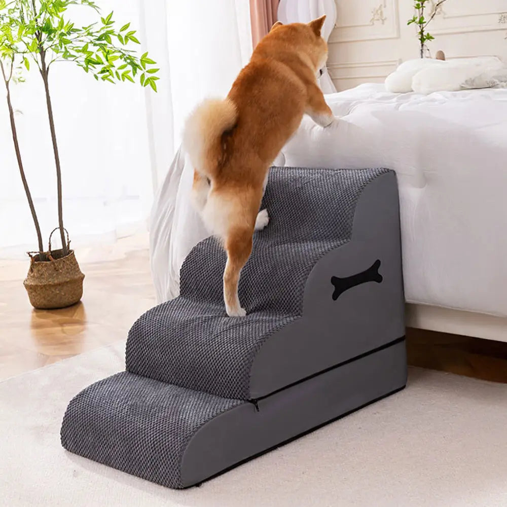 Adjustable Non-Slip Washable Soft Dog Stairs with Gentle Ramp