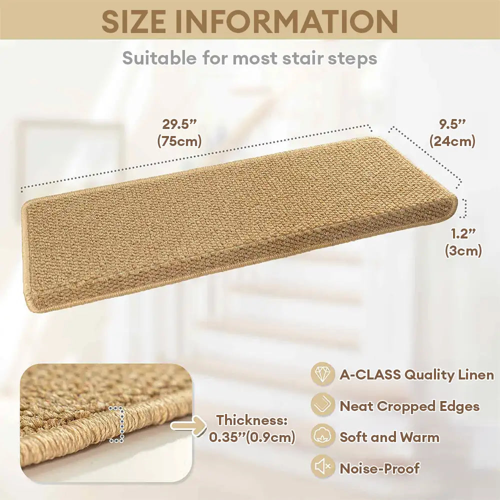 Anti-scratch Sisal Stair Protectors Tape Free Washable Carpet Stair Treads