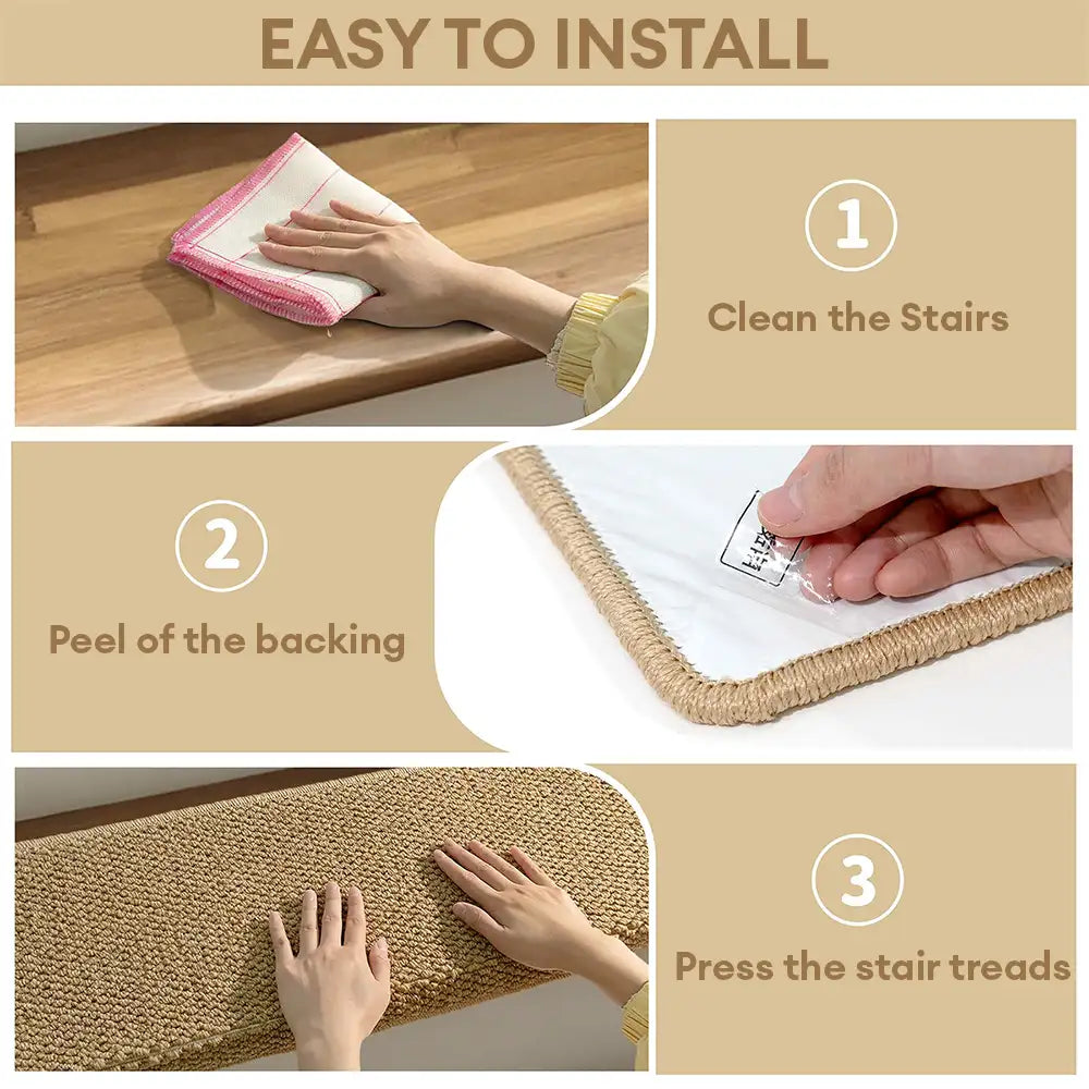 Anti-scratch Sisal Stair Protectors Tape Free Washable Carpet Stair Treads