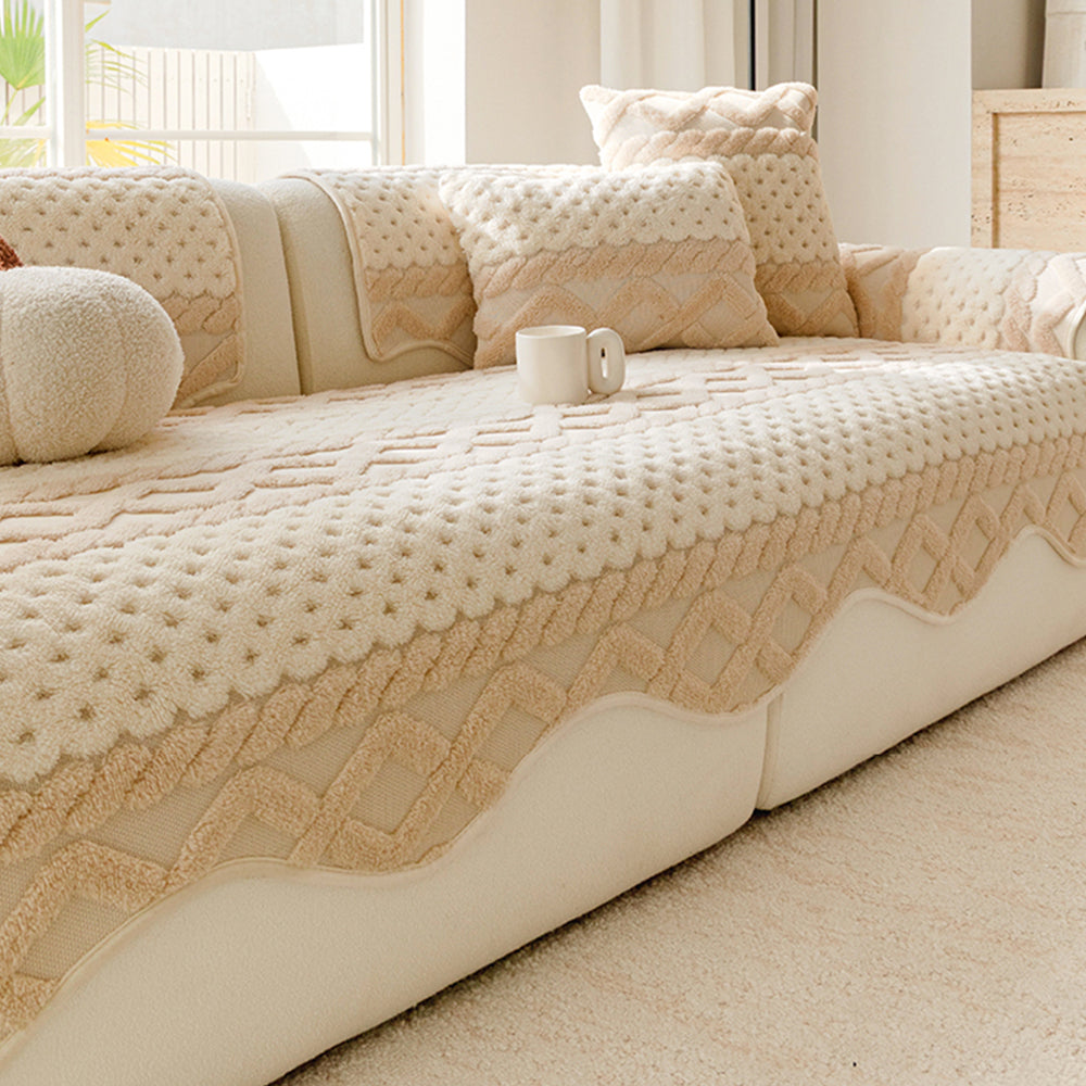 Chenille Art Corrugated Breatable No-Slip Couch Cover Coach
