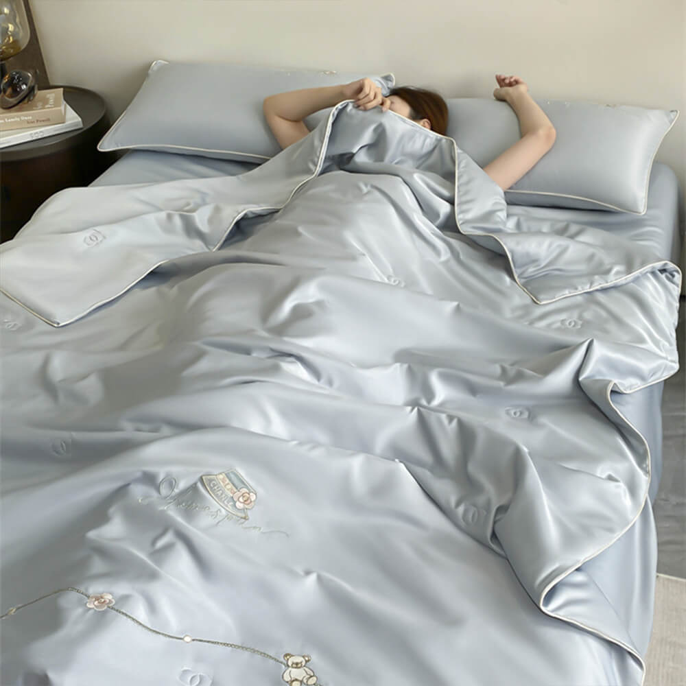 Colcha de seda de hielo enfriante colcha de cama transpirable para la piel con manta