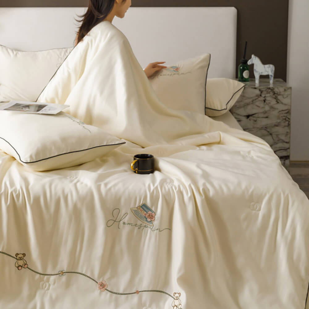 Colcha de seda de hielo enfriante colcha de cama transpirable para la piel con manta