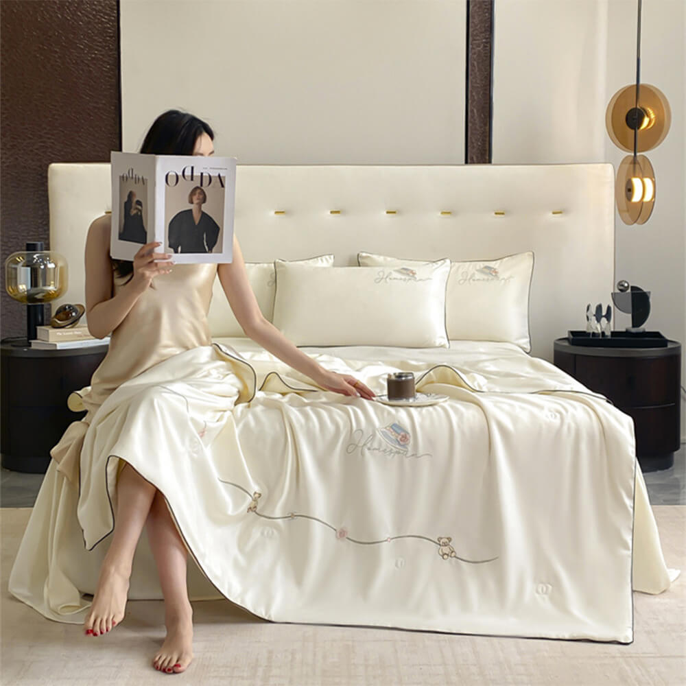Colcha de seda de hielo enfriante colcha de cama transpirable para la piel con manta