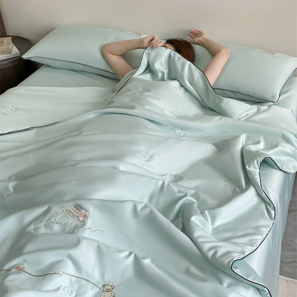 Colcha de seda de hielo enfriante colcha de cama transpirable para la piel con manta