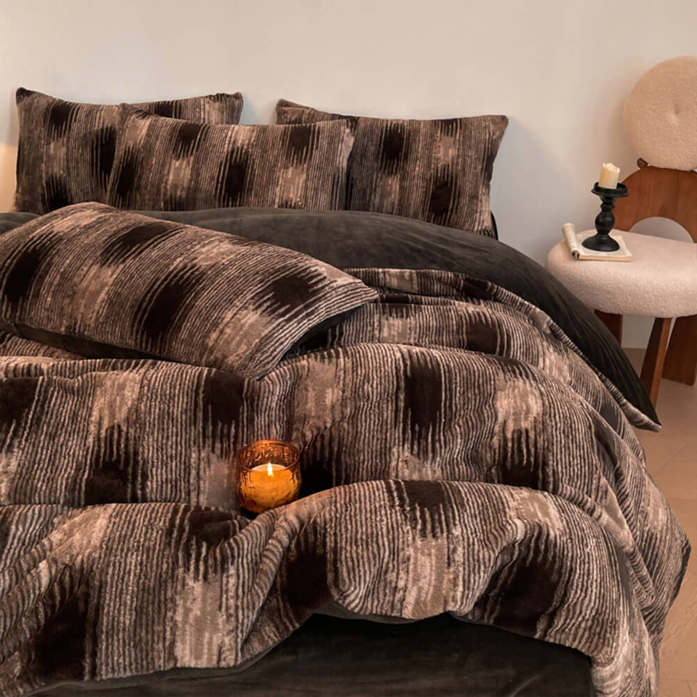 Juego de camas de doble calidez de terciopelo de lujo de doble cara floral