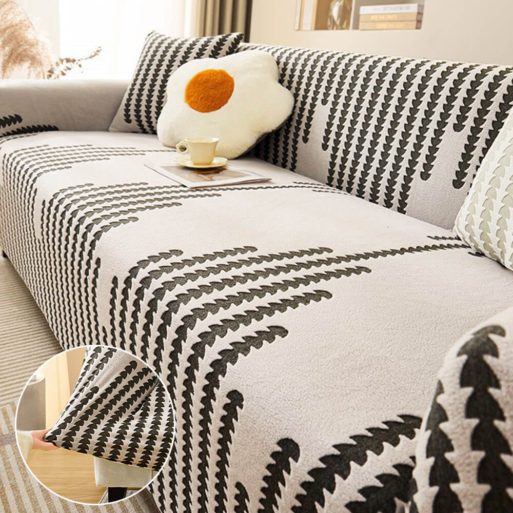 Herringbone acogedor cubierta de sofá mágica de mágica completa