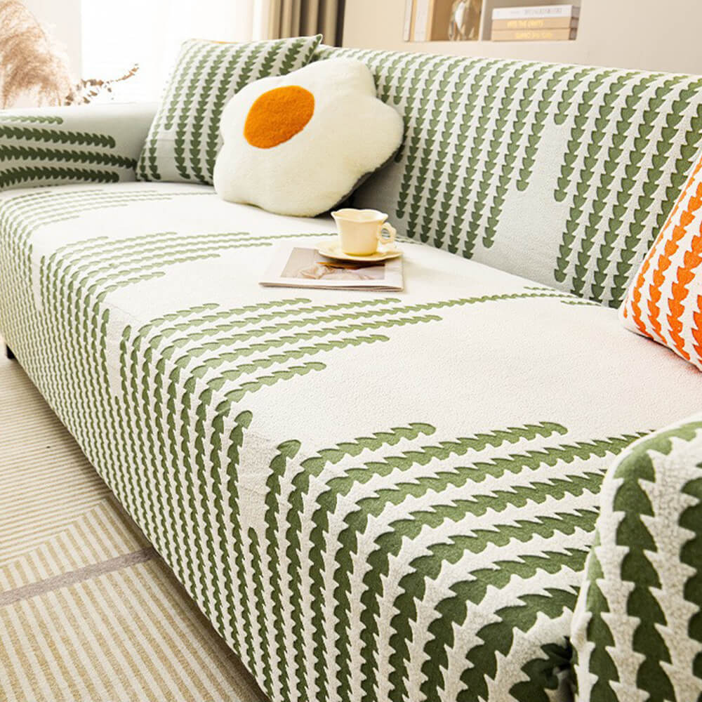 Herringbone acogedor cubierta de sofá mágica de mágica completa
