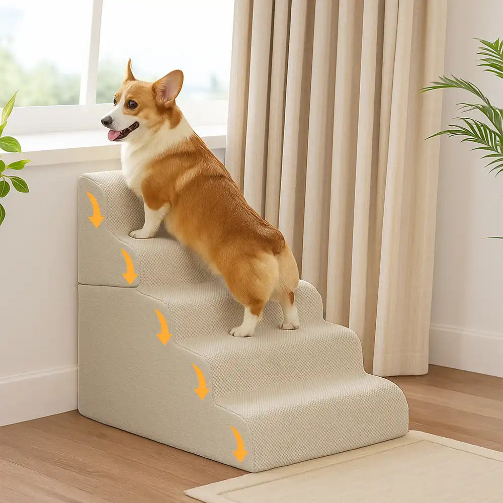 Modular Stackable Foam Ramp Anti-Slip Dog Stairs for Small & Senior Dogs