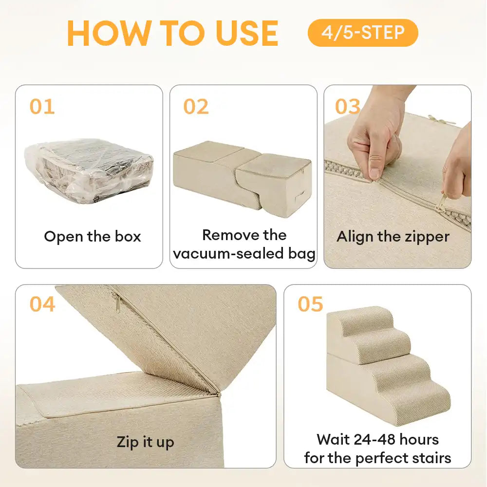 Modular Stackable Foam Ramp Anti-Slip Dog Stairs for Small & Senior Dogs