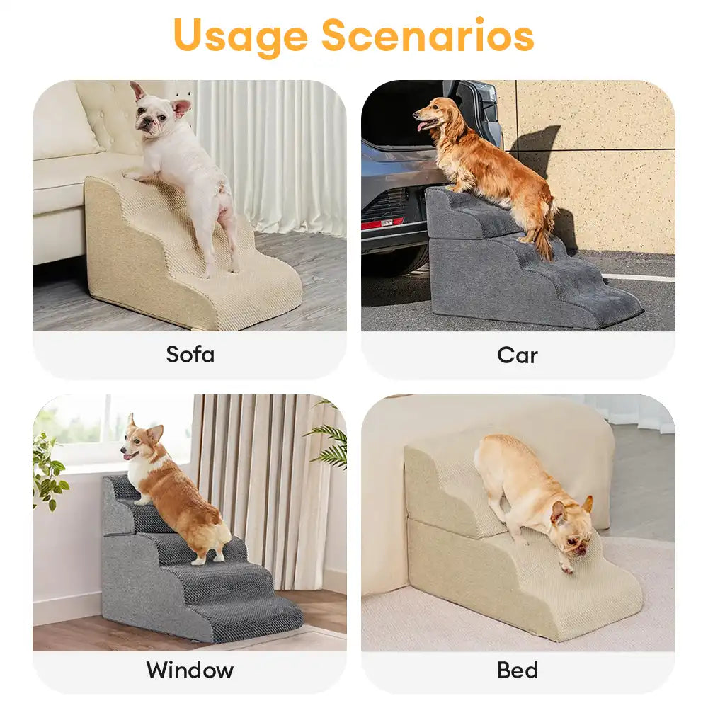 Modular Stackable Foam Ramp Anti-Slip Dog Stairs for Small & Senior Dogs