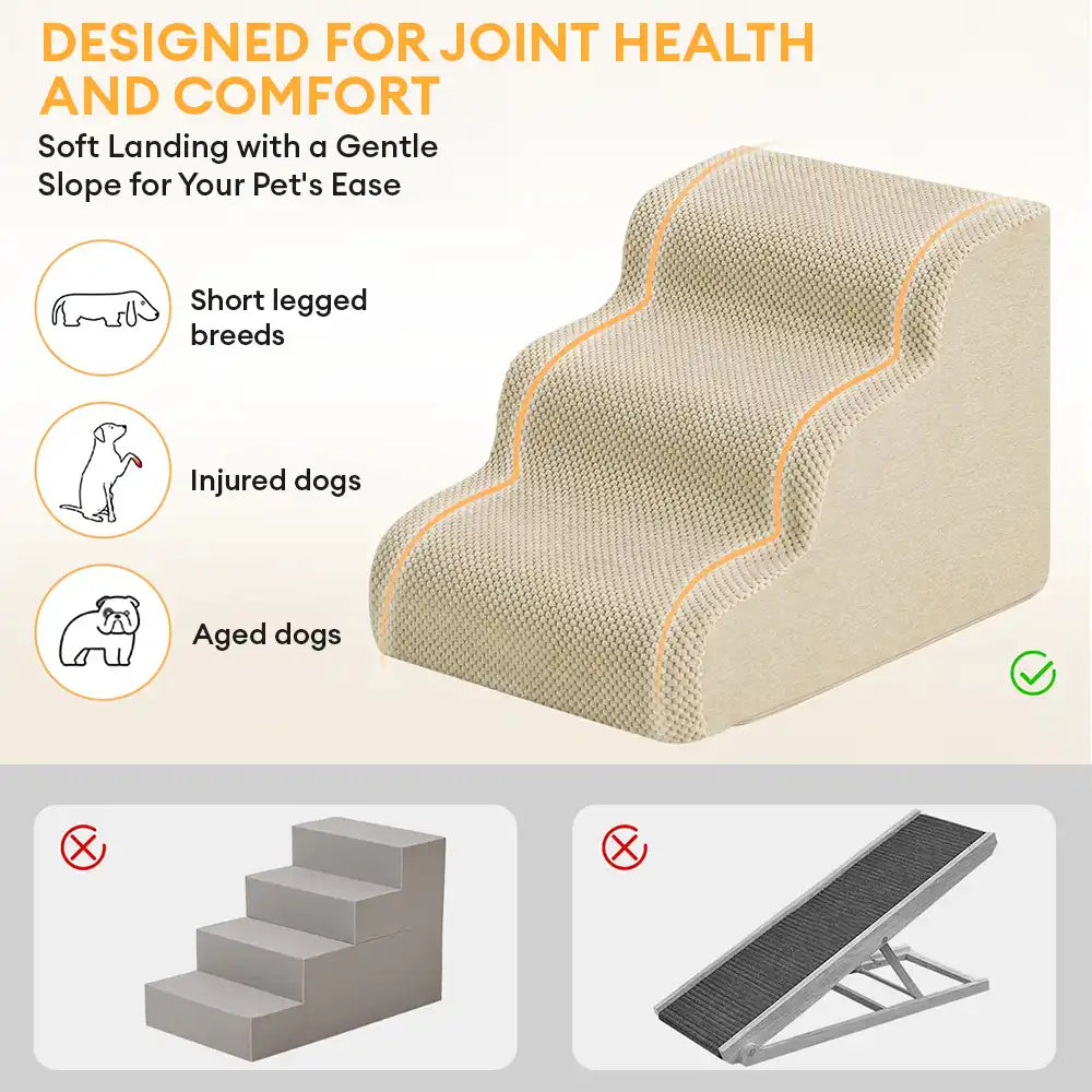 Modular Stackable Foam Ramp Anti-Slip Dog Stairs for Small & Senior Dogs