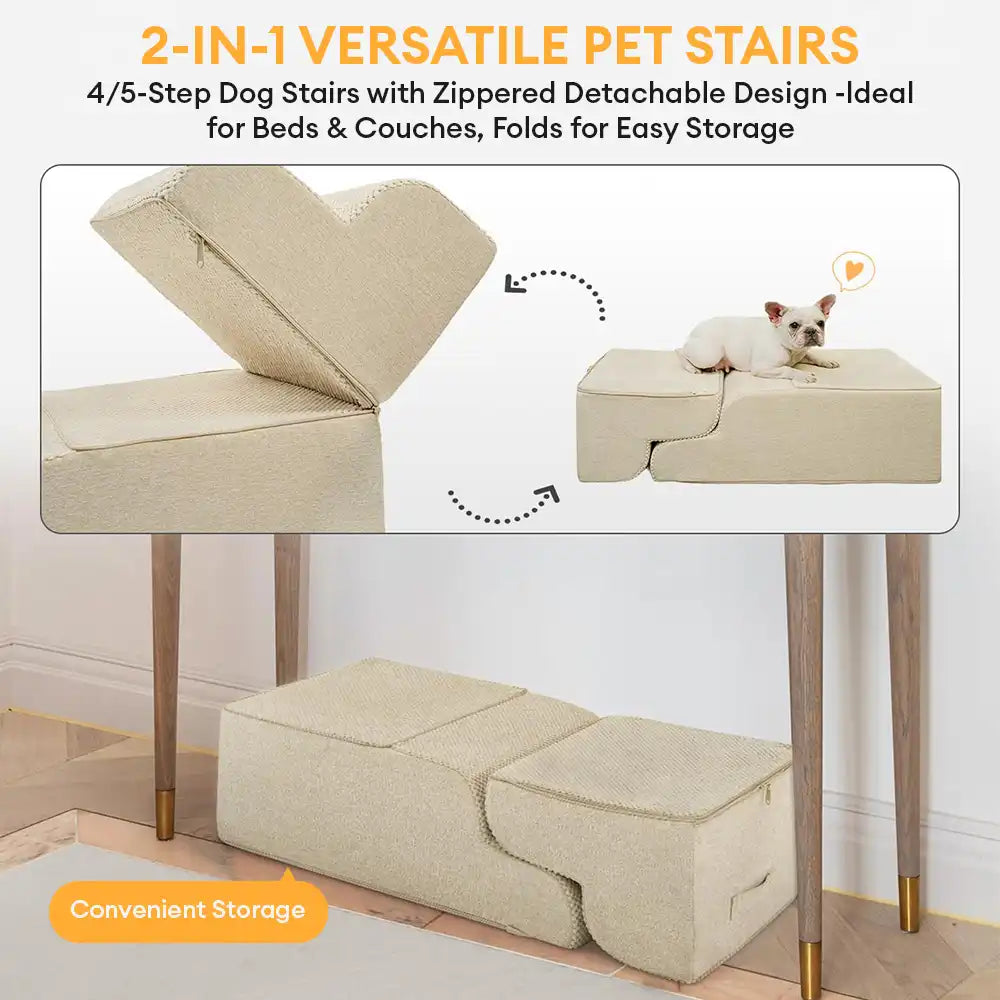 Modular Stackable Foam Ramp Anti-Slip Dog Stairs for Small & Senior Dogs