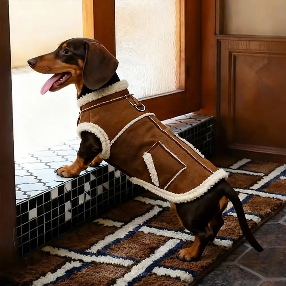 Retro Suede Dachshund Dog Vest