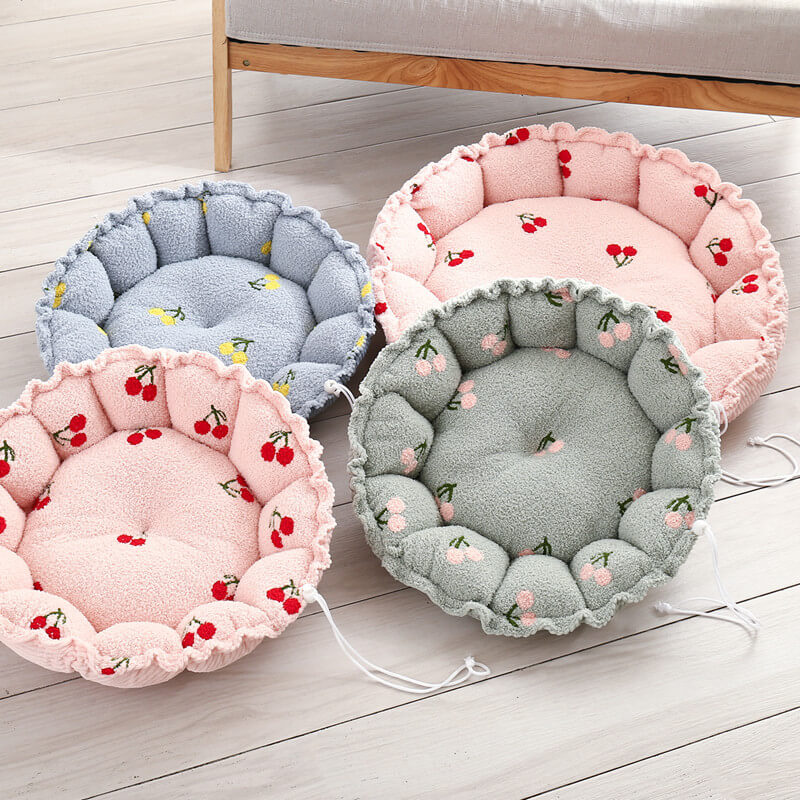 Cama de gato con temas de frutas de diseño suave