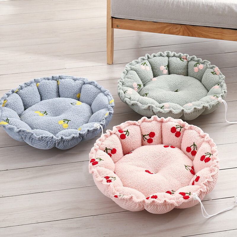 Cama de gato con temas de frutas de diseño suave