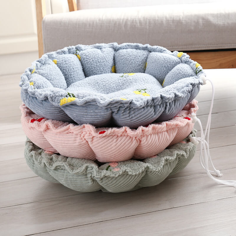 Cama de gato con temas de frutas de diseño suave